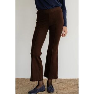 DONNI The Rib Kick Flare Pants Rib Cropped Espresso Brown Medium